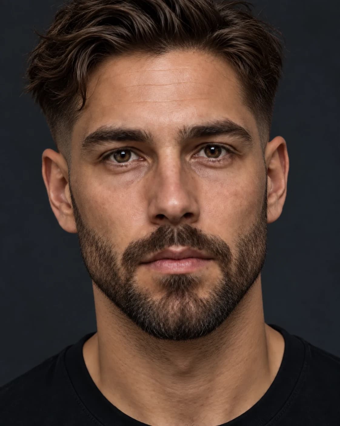 Comparação ilustrativa de corte e barba com a mesma identidade facial antes e depois